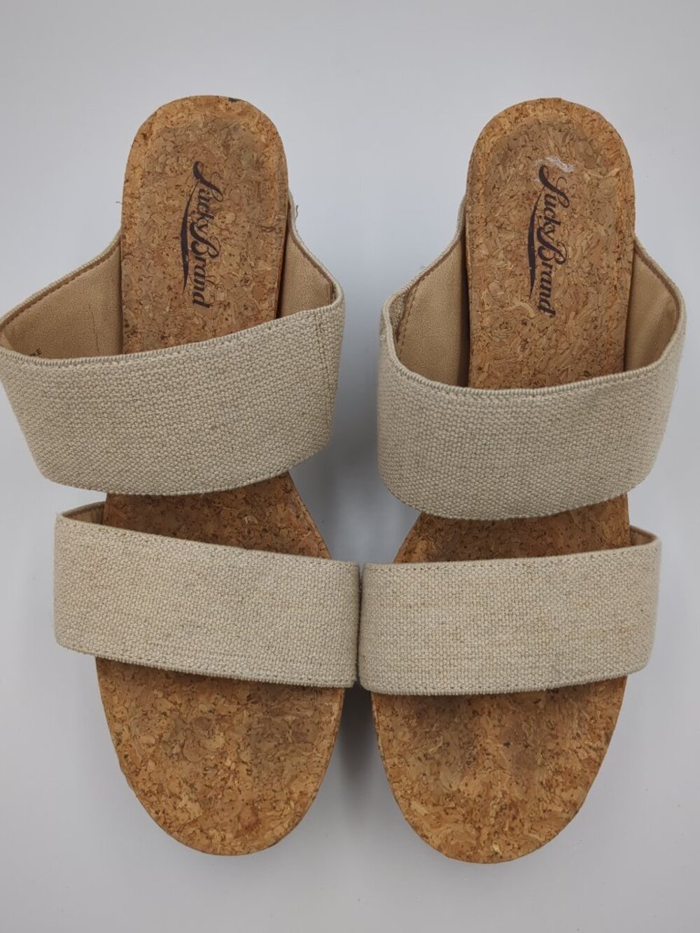 Lucky Brand Strappy Cork Heel Wedge sandal Women's size 7.5 - Picture 3 of 9